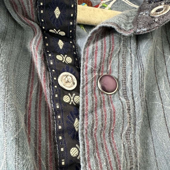 Denim Button Down Pearl Snap, Scully, Men’s L - Picture 4 of 9
